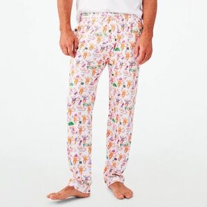 Roller Rabbit White Pajama Pants with Orange Monkey Print Texas xl